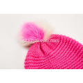 Gorro de inverno feminino com pompom colorido e boné